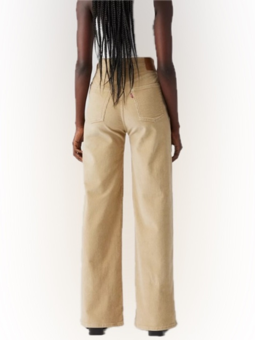 LEVI Ribcage High Rise Wide Leg Corduroy Pants Size 30 Beige Inseam 30” Stretch
